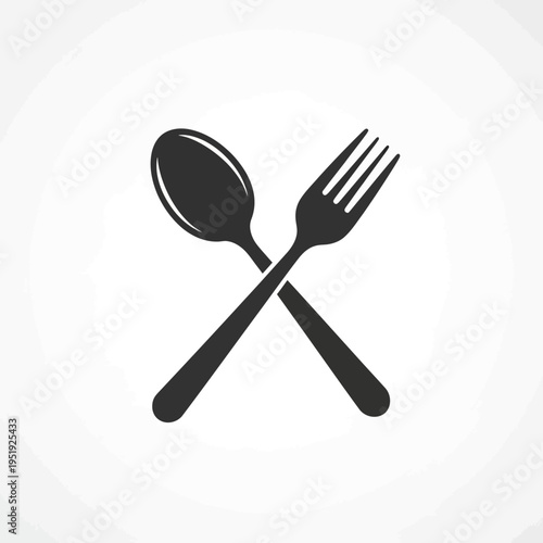 Spoon and fork crossed utensils icon.