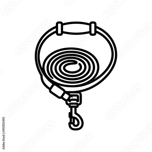 Coiled rope with metal hook.