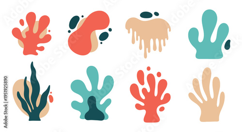 Artistic Collection of Abstract Shapes in Earthy Tones Creative Design Elements for Graphic Projects Playful Blob Forms for Unique Visuals Decorative Forms for Artistic Applications Unusual Style