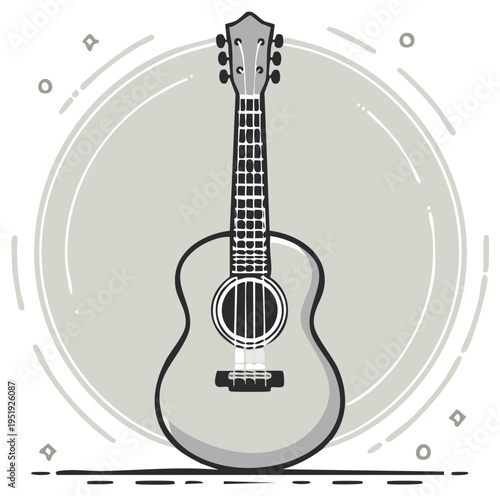 Illustration of a ukulele with decorative elements