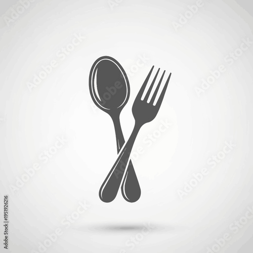 Spoon and fork crossed utensils icon.