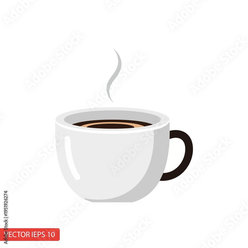 Hot Coffee Cup with Steam Rising.