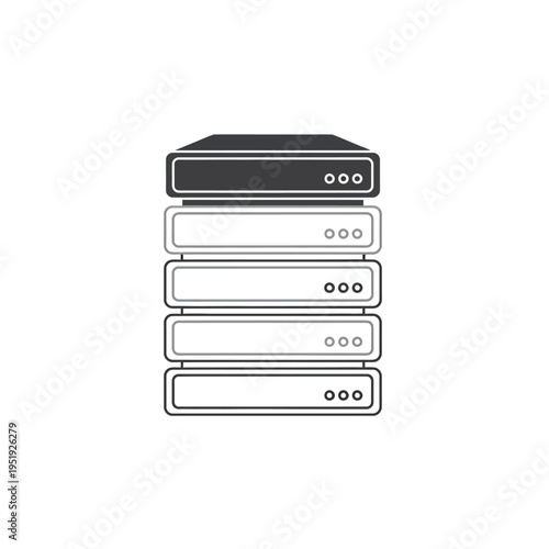 Stack of computer servers hardware.