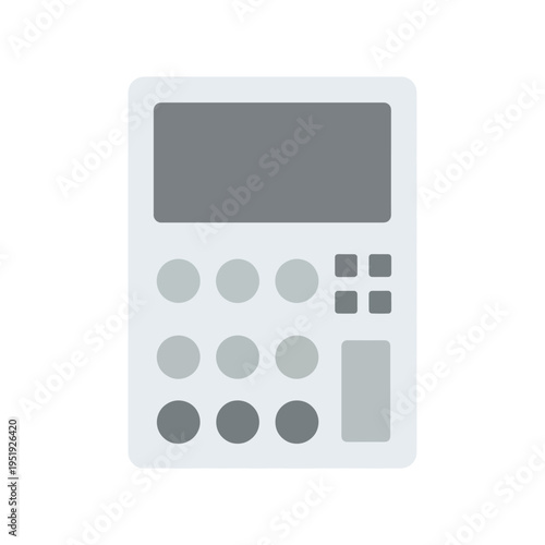 Calculator device with buttons and screen.