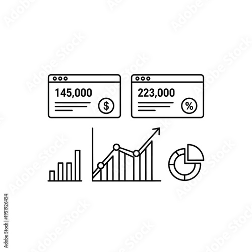 Financial Charts and Graphs Icons.