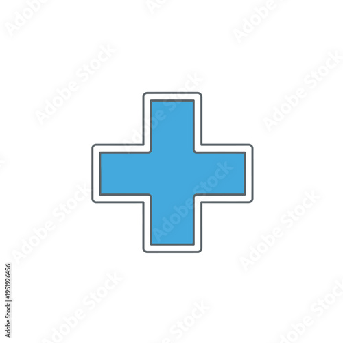 Blue Cross Medical Symbol Icon.