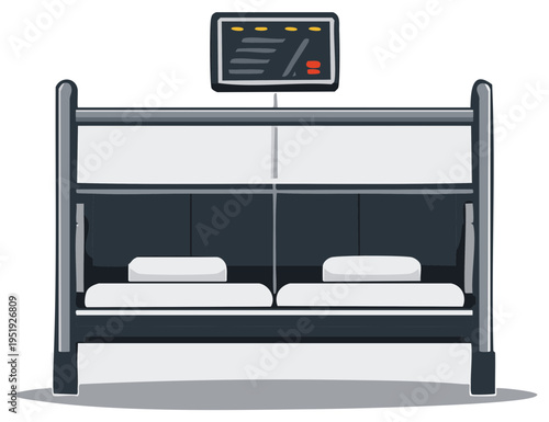 Futuristic Bunk Beds with Digital Display Unit Overhead
