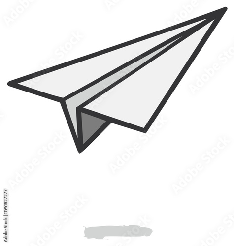 Cartoon paper airplane in flight, vector illustration