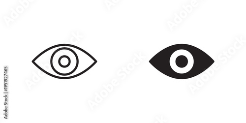 Eye Show Icon symbol for visibility and view interfaces. Vector illustration with stroke and fill on a white background.
