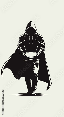 Person Wearing Black Hooded Cape.