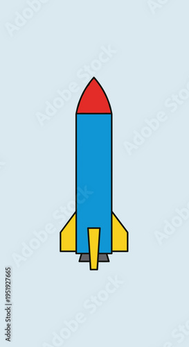 Colorful cartoon rocket ship model.