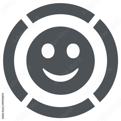 Smiling Face Symbol in Circles with Cutouts Gray Icon