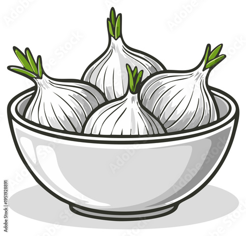 White Onions in a Bowl Fresh Vegetable Harvest Healthy Food Ingredient