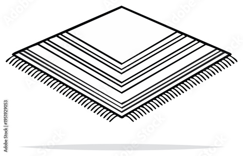 Clean Isometric Line Drawing of a Diamond Shaped Poncho or Serape with Tassels