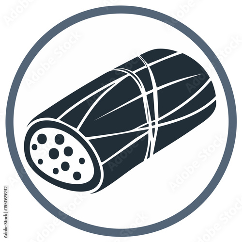 Salami sausage cured meat product with twine vector icon illustration