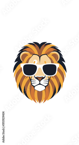 Lion wearing sunglasses cartoon illustration.