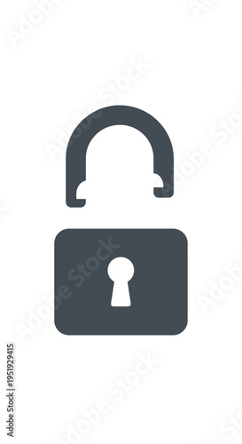 Black Padlock with Open Shackle.