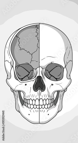 Human Skull Anatomy Illustration.