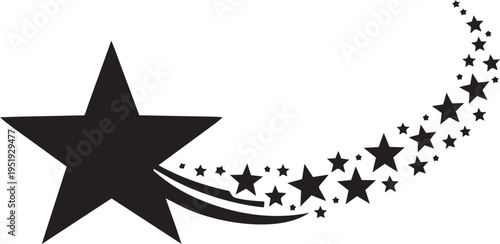 A large star with a trail of smaller stars