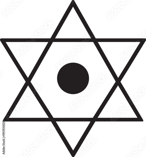 A black and white image of the star of david symbol
