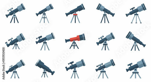 Conceptual Grid of Telescopes for Exploring the Cosmos Enhancing Educational Resources and Promoting Astronomical Observation Perfect for Scientific Visualizations and Space Discovery Themes 182