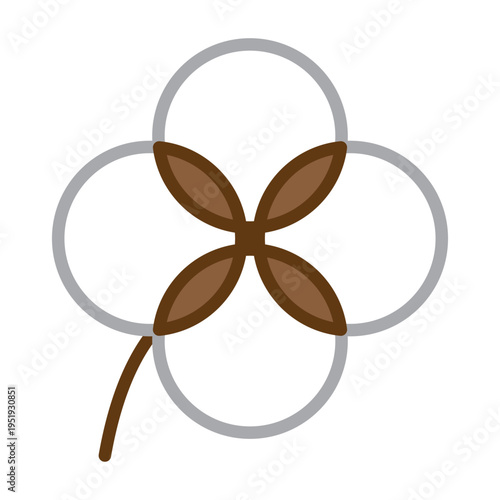 Simple solid cotton flower icon isolated on transparent background. Minimal cotton symbol with editable stroke. Clean vector illustration for textile, organic, beauty, and eco design.