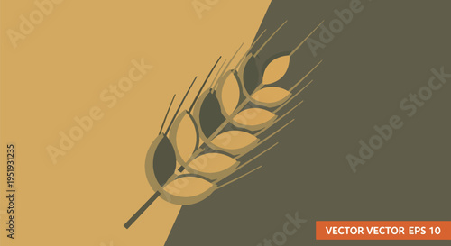 Agricultural Element Showing Golden Wheat Stalk Against a Warm Beige Tone and Contrasting Brown Hue Demonstrating Harvest Prosperity and Grain Representing Food Security and Abundance