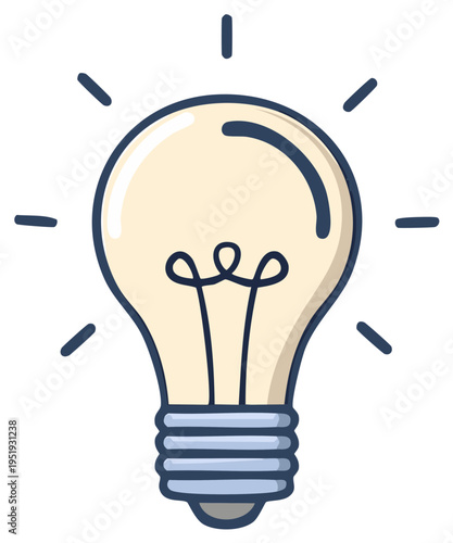 Glowing Light Bulb Cartoon Illustration Symbolizing Ideas and Creative Solutions