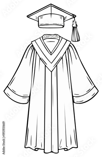 Outline of graduation gown and mortarboard, design for the special occasion