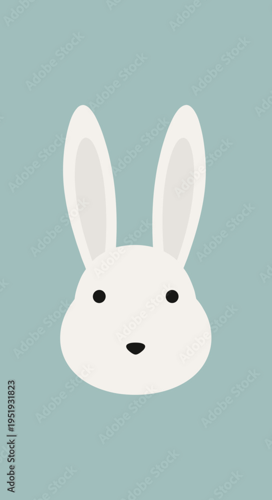 Obraz premium White cartoon bunny rabbit face closeup.