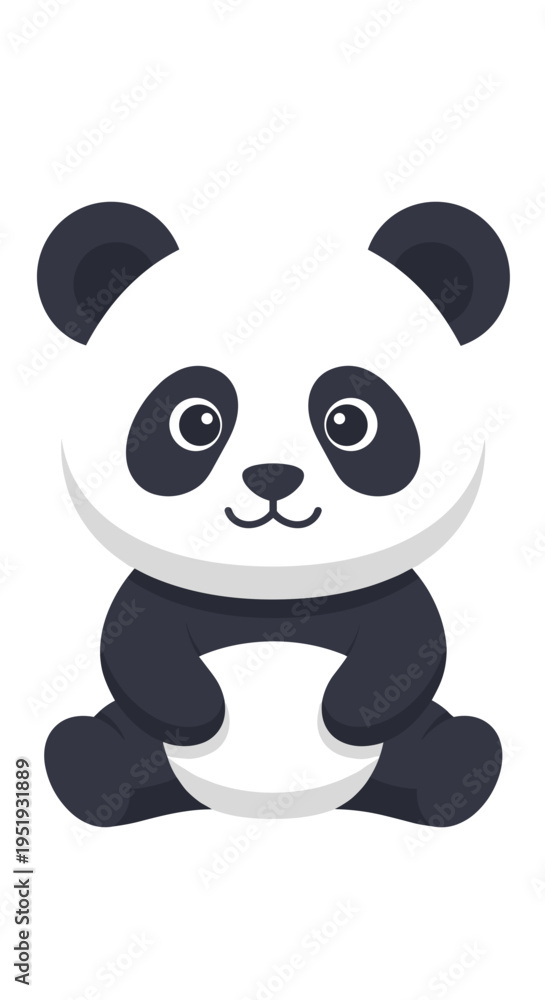 Fototapeta premium Cute cartoon panda bear sitting down 1.