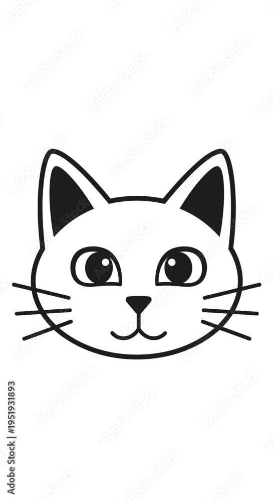 Fototapeta premium Cartoon cat face with whiskers.