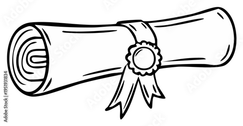 Scroll of parchment with ribbon and seal, vector illustration