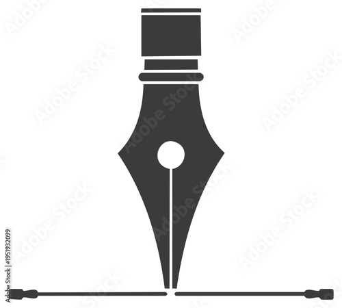 Elegant nib fountain pen symbol illustration crafting text document with refinement