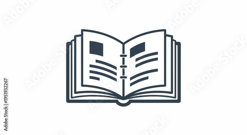 Book Icon Presentation An Open Handbook Design for Education Learning and Knowledge Transfer Concepts Depicting a Schematic Textbook Representing Education Academic Study and Literacy