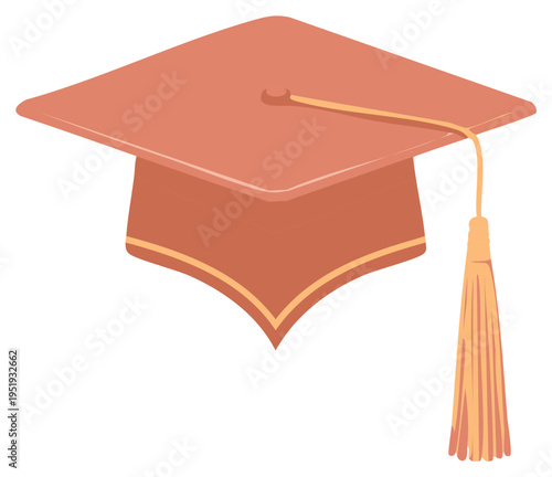 Academic graduation cap or mortarboard with tassel illustration for school and university