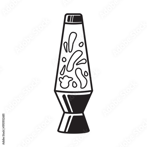 Retro Lava Lamp Vector Illustration in Groovy Line Art Style