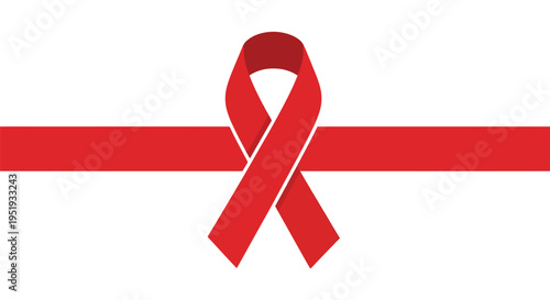 A vivid red ribbon signifies solidarity and awareness for HIV/AIDS, symbolizing hope, support, and the ongoing global effort to combat the disease, fostering compassion and remembrance within