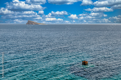 Benidorm Island and the remains of an old marine infrastructure, Alicante, Spain