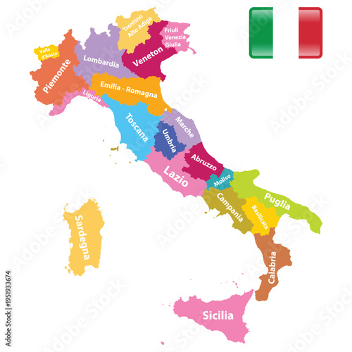 Political Map of Italy Regions