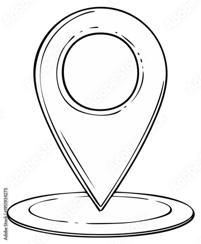 Location marker illustration with an outline design for a map, navigation
