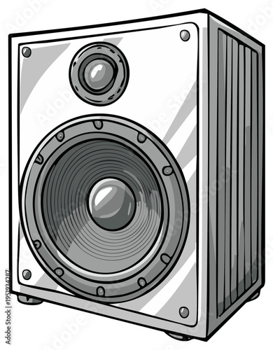 Illustrative loudspeaker audio system, music playback for sound engineering, bass, and home stereo equipment