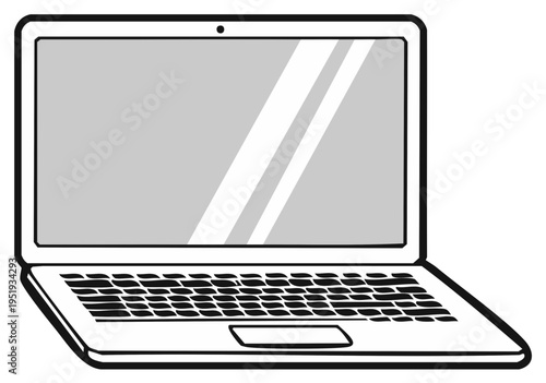 Modern portable laptop computer with blank screen for business education and digital work concepts