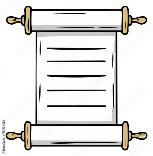 Old paper scroll vector illustration. Ancient document or manuscript template with copy space for text.