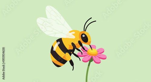 Bee Collecting Pollen from Flower.