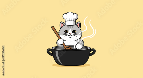 Cute hamster wearing chef hat cooking.