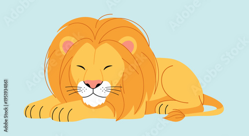Cartoon lion lying down sleeping.