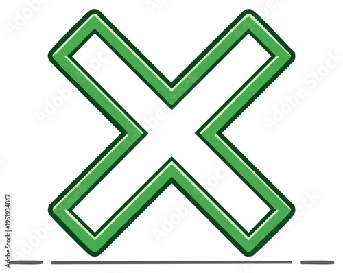 Green X Mark Symbol Crossed Out Negative Sign