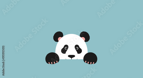 Cute cartoon panda bear face.