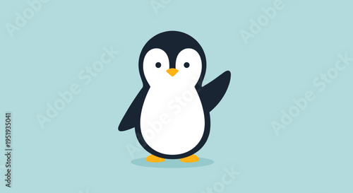 Cute cartoon penguin standing alone.